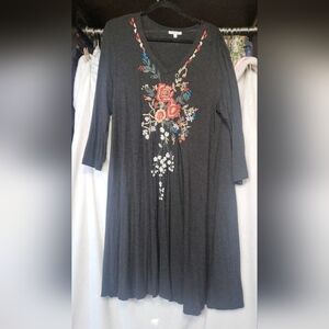 ANTHROPOLOGIE Caite Love Kyla Seo Embroidered Camille  Tee Dress Size Large